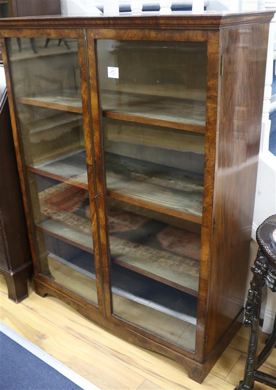 A walnut display cabinet, W.92cm